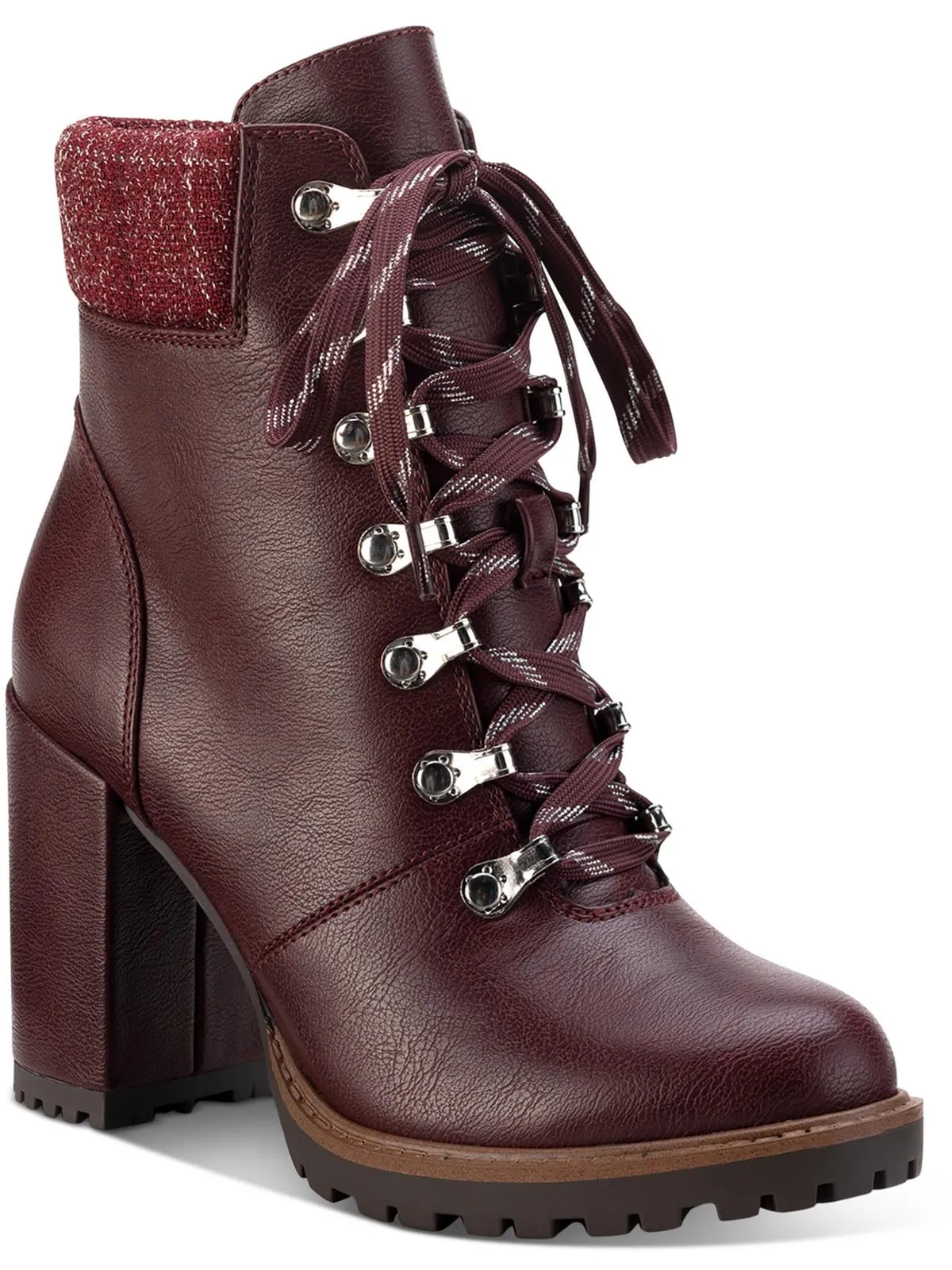 Octavia Womens Faux Leather Ankle Combat & Lace-up Boots