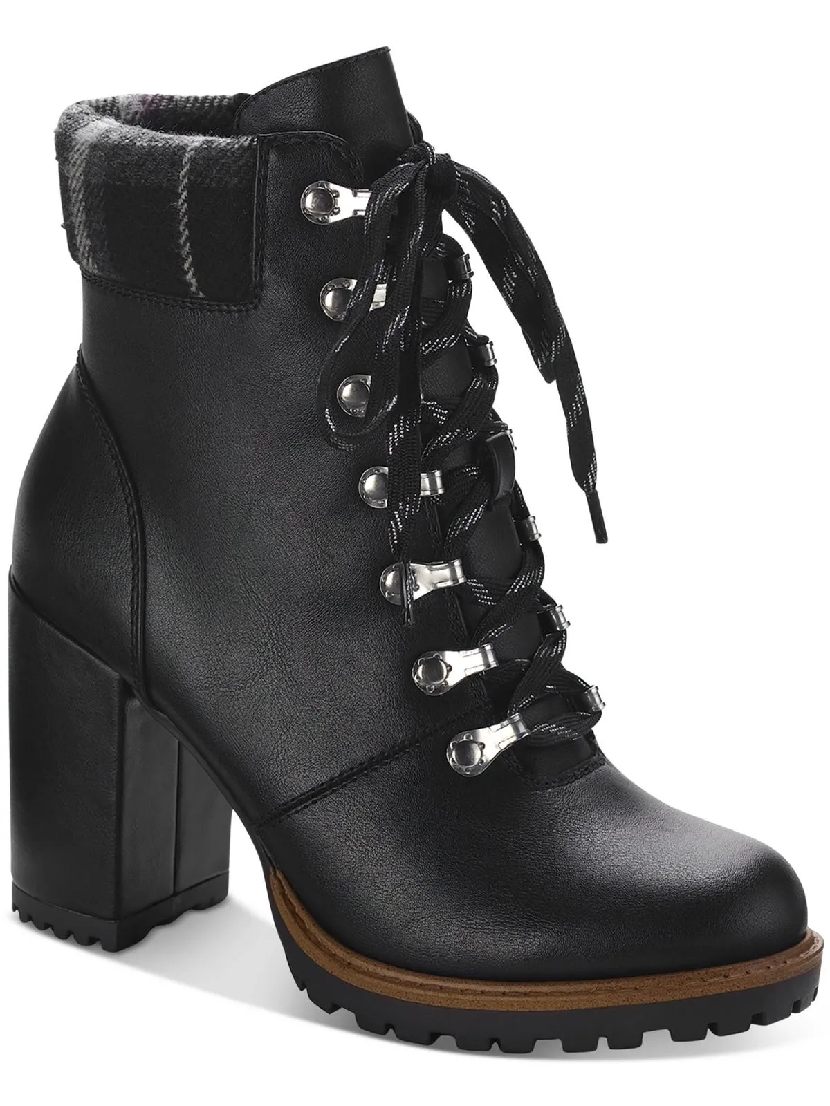 Octavia Womens Faux Leather Ankle Combat & Lace-up Boots