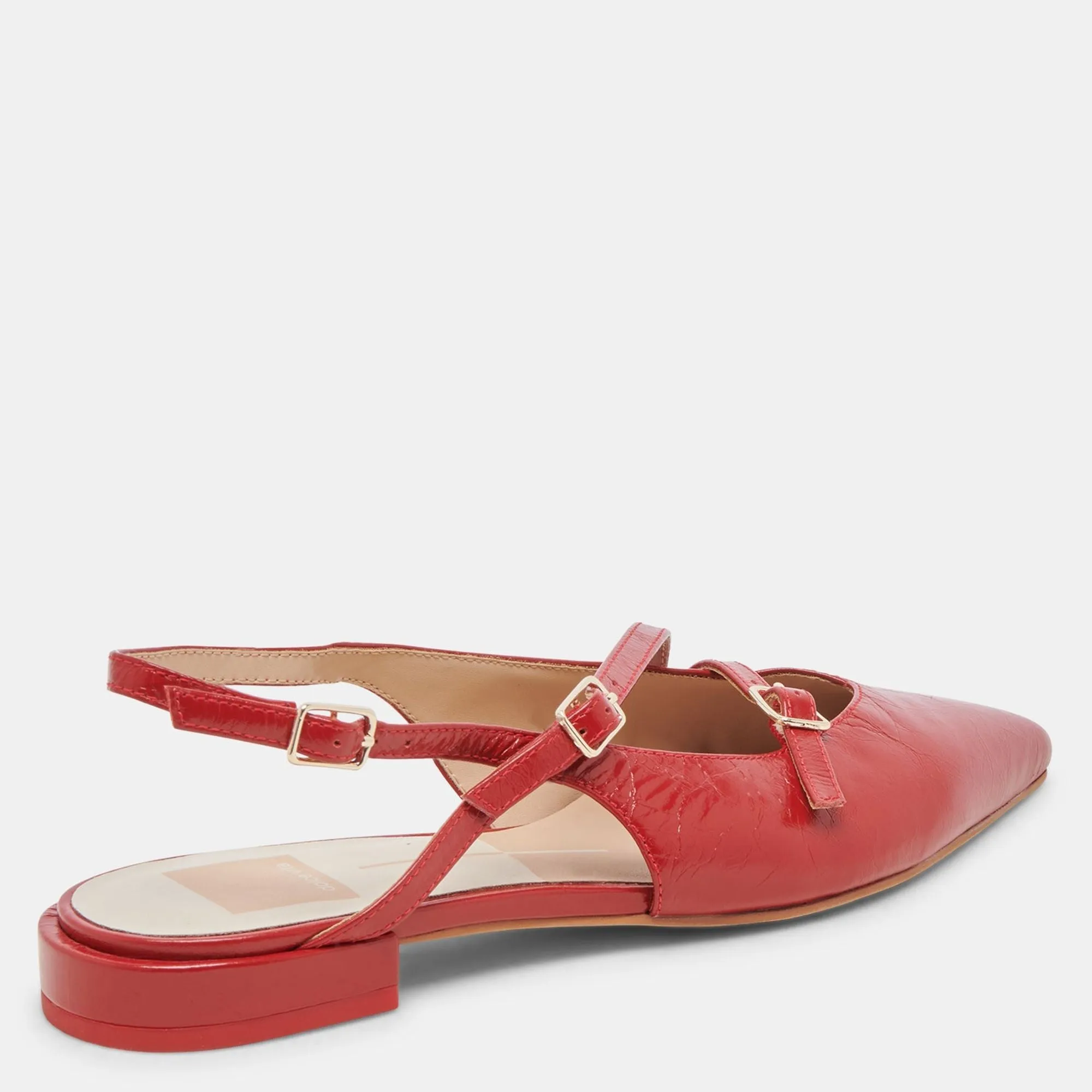 Pamla Flats Red Crinkle Patent