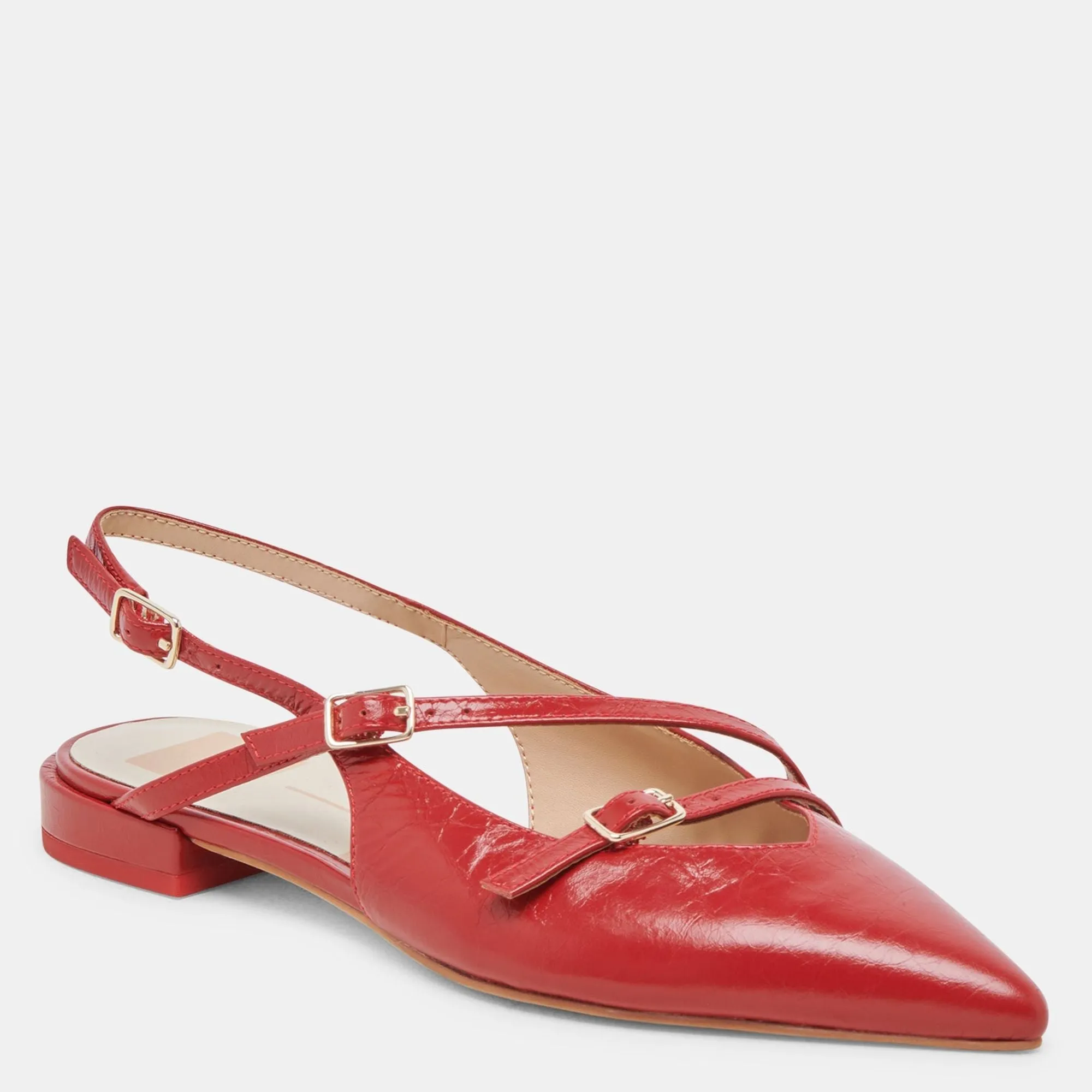 Pamla Flats Red Crinkle Patent