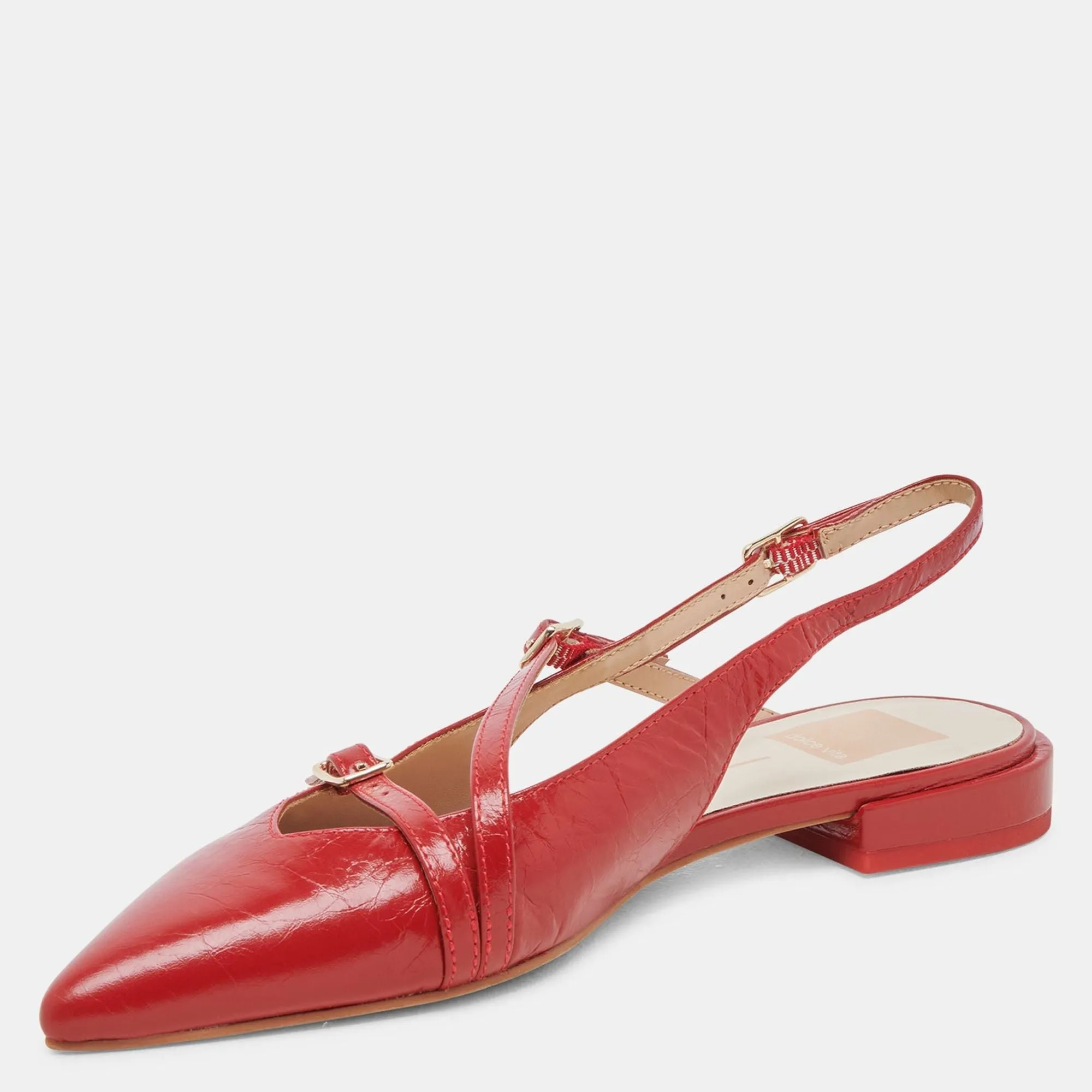 Pamla Flats Red Crinkle Patent