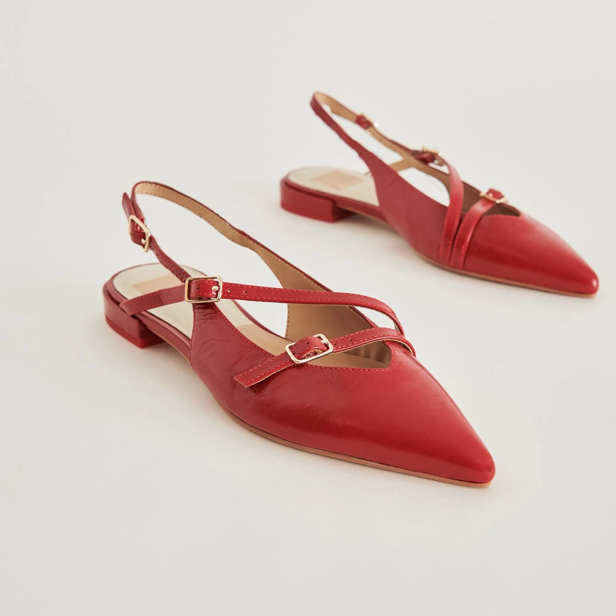 Pamla Flats Red Crinkle Patent