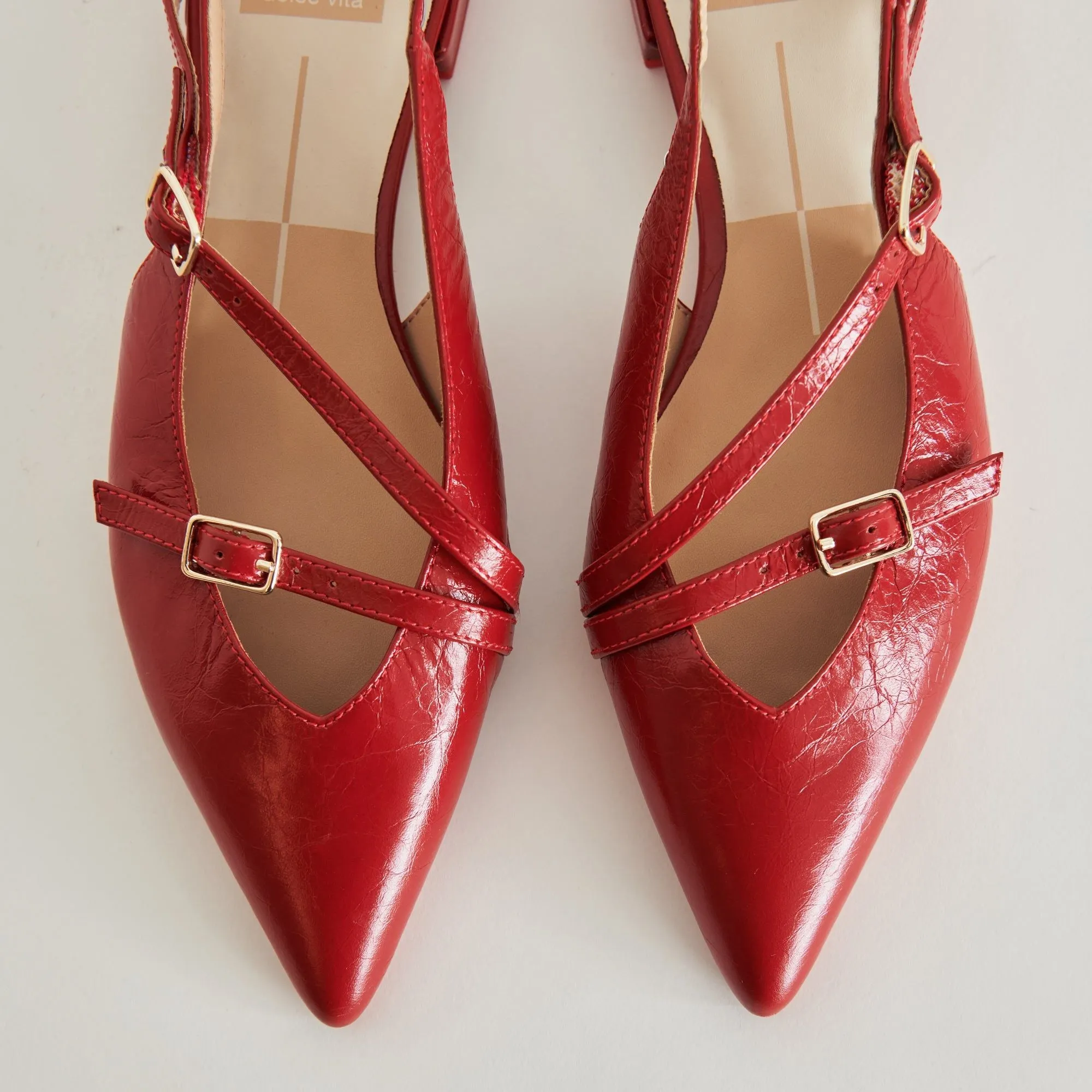 Pamla Flats Red Crinkle Patent