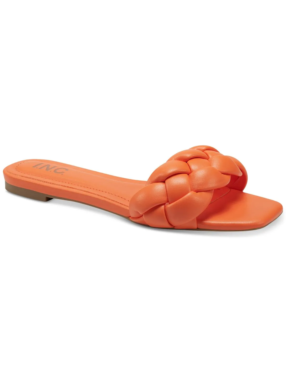 Partee Womens Faux Leather Slip On Slide Sandals