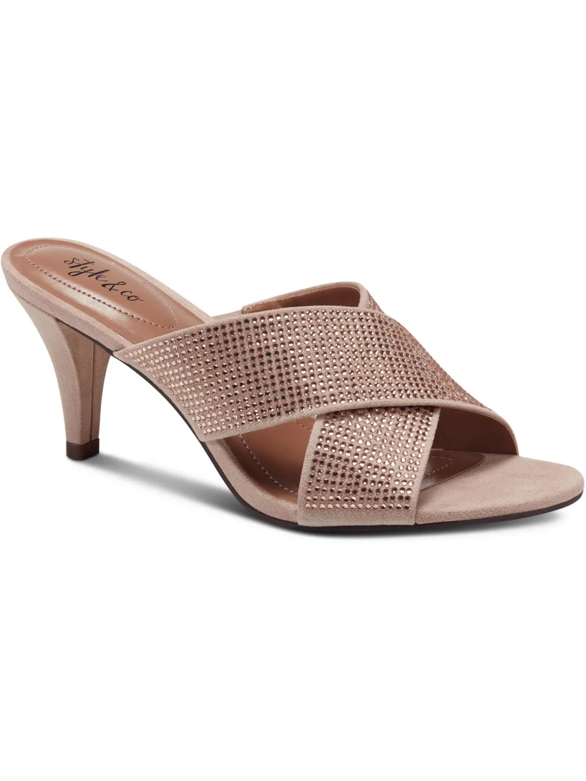 Patriciaa Womens Faux Suede Slip On Kitten Heels