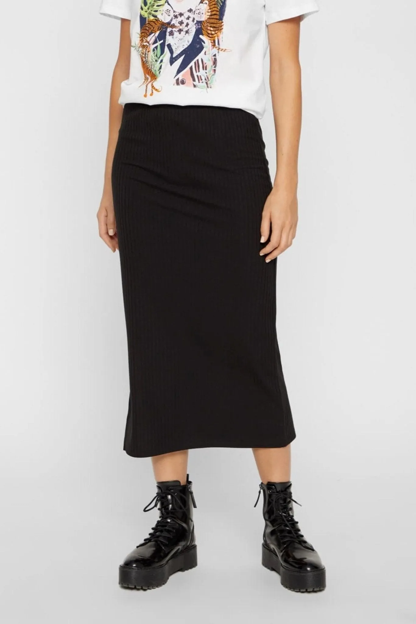 PCKYLIE mw midi skirt - Black