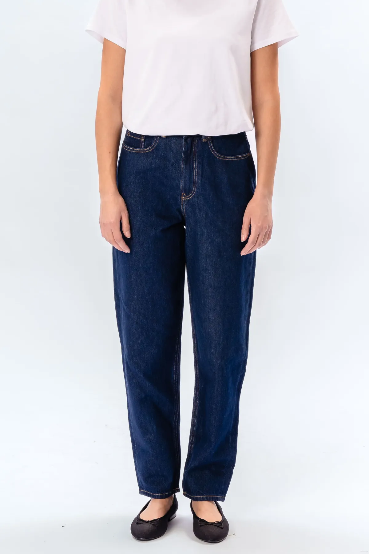 Performance Mom Jeans - Dark Blue Denim