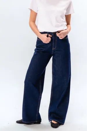 Performance Wide Jeans - Dark Blue Denim