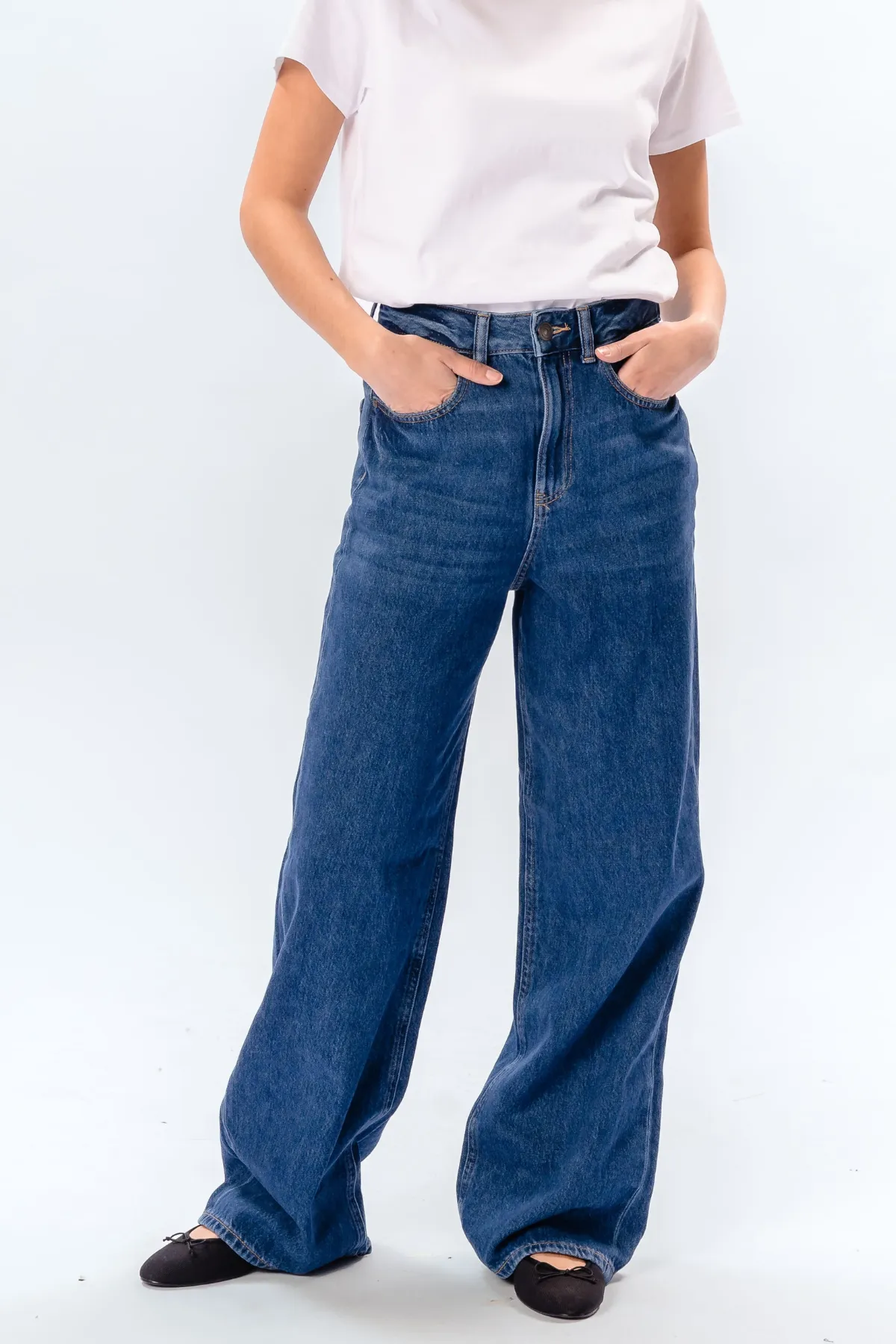 Performance Wide Jeans - Medium Blue Denim