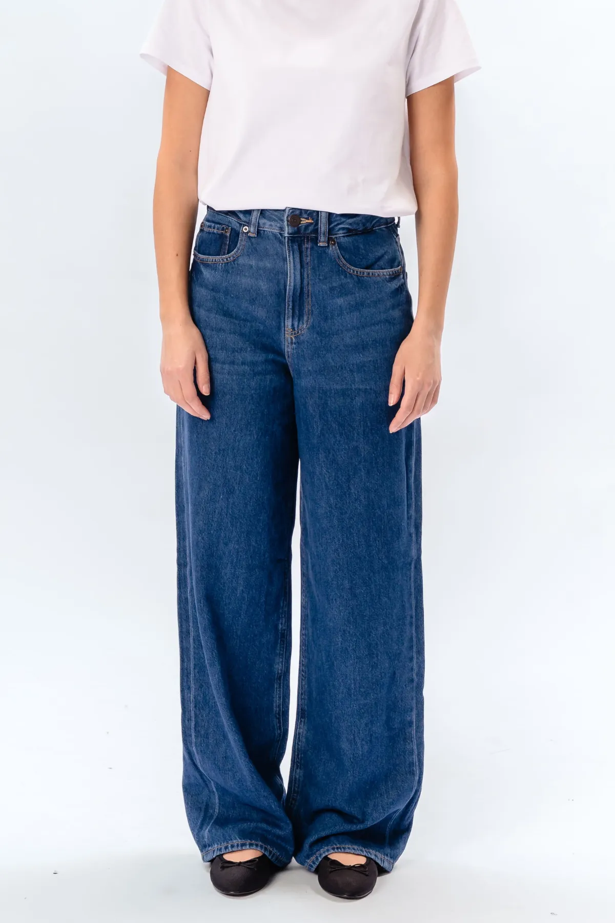 Performance Wide Jeans - Medium Blue Denim