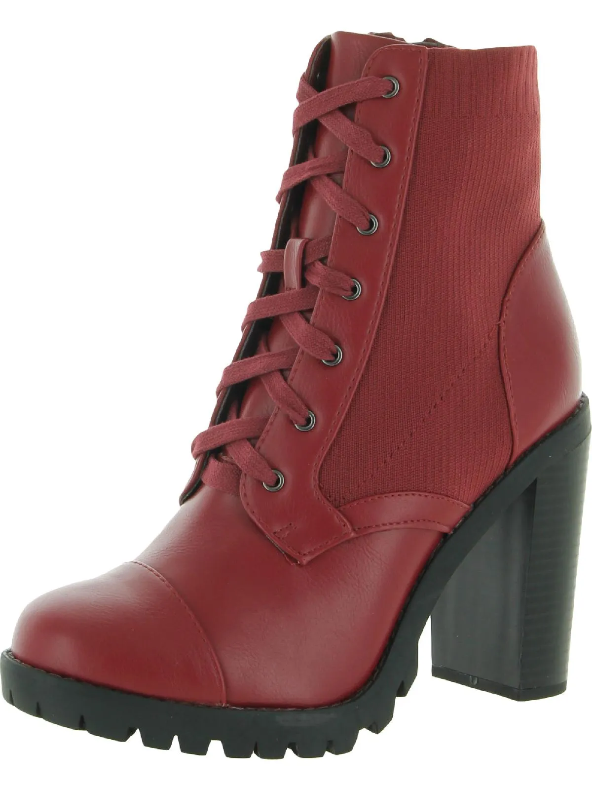 Pilas Womens Faux Leather Lace-Up Booties