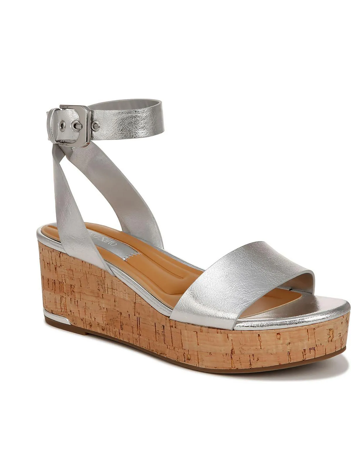 Presley Womens Leather Ankle Strap Wedge Sandals
