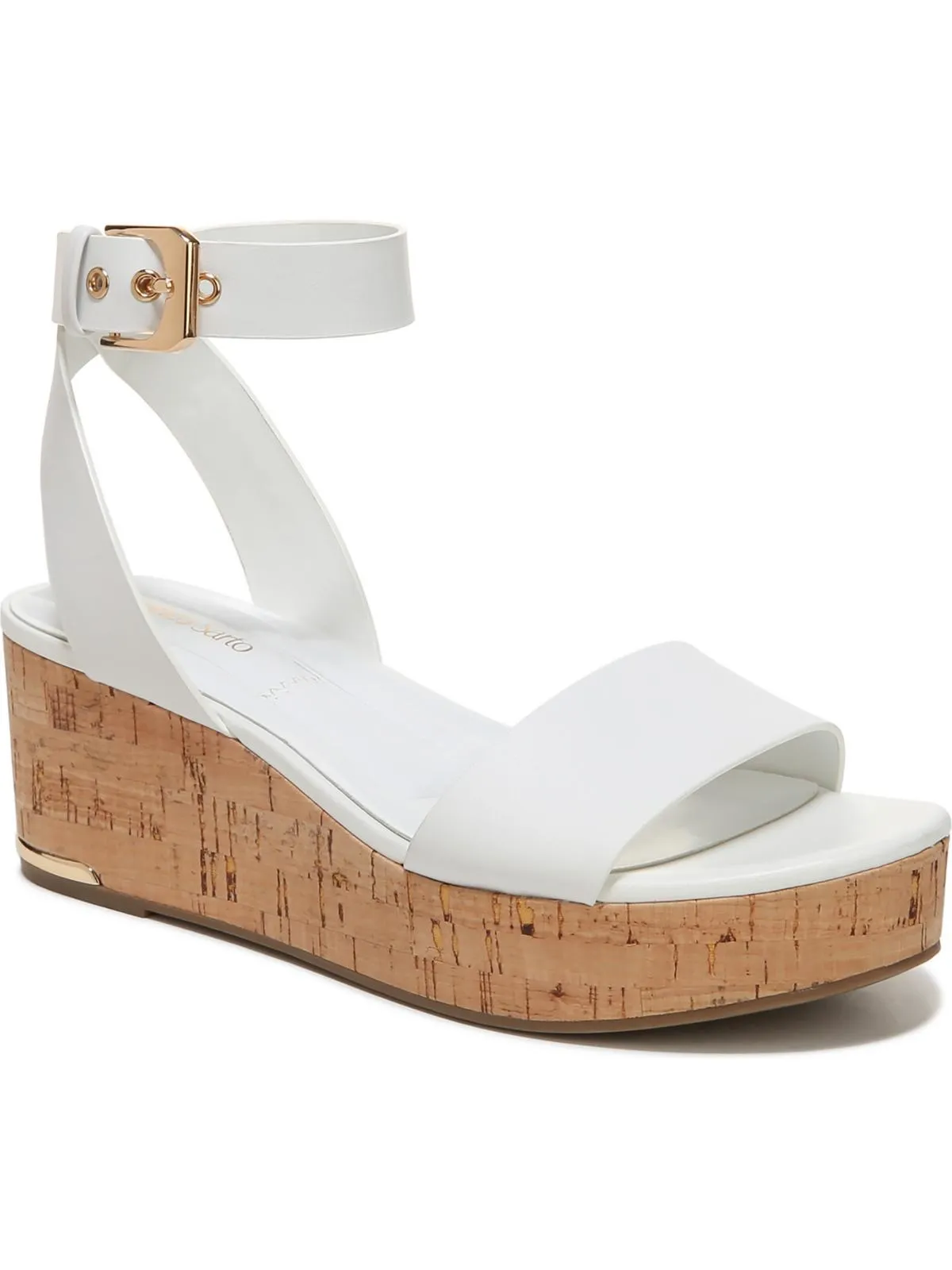 Presley Womens Leather Ankle Strap Wedge Sandals