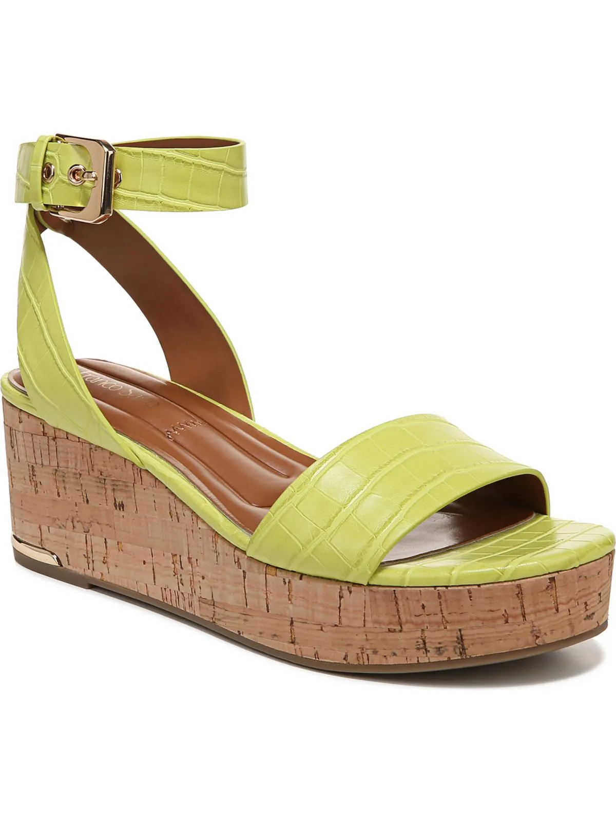 Presley Womens Leather Ankle Strap Wedge Sandals