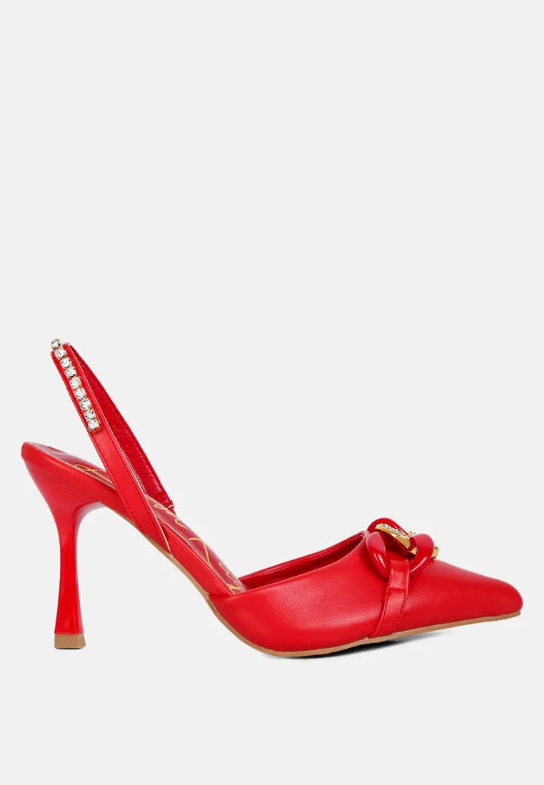 pull me diamante embellished chain sandals