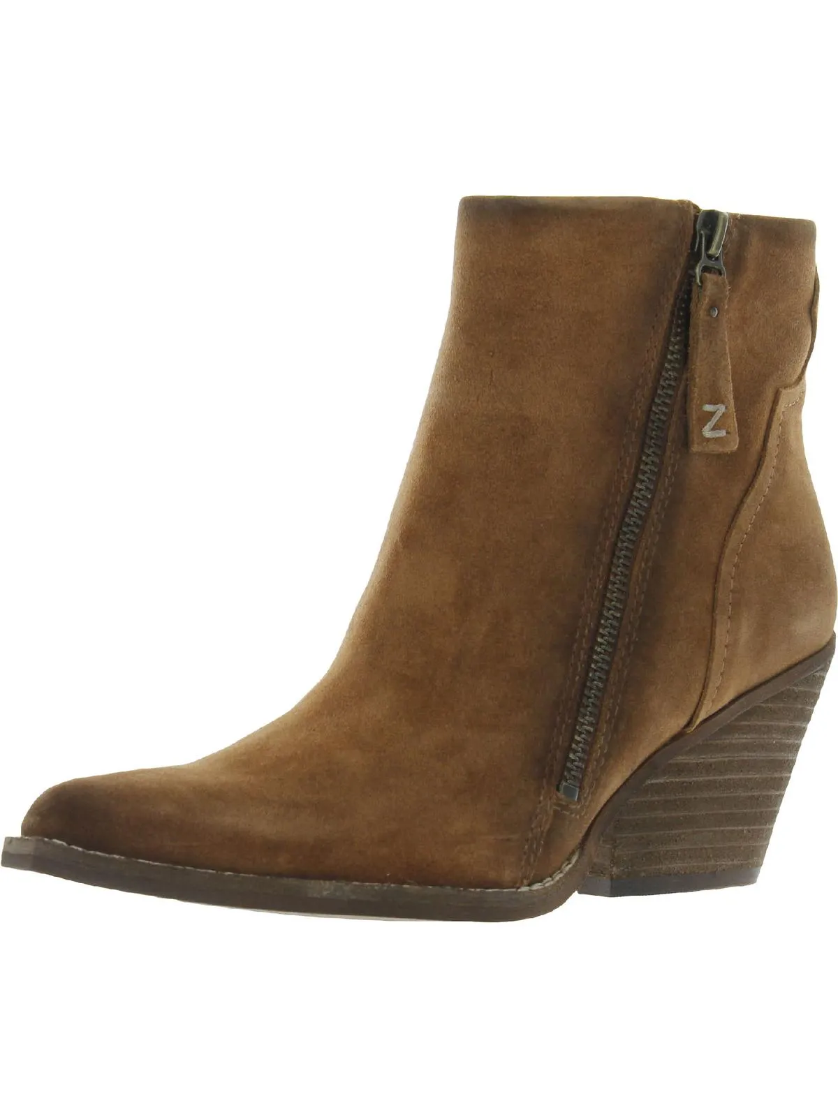 Ramona Womens Ruffled Block-Heel Ankle Boots