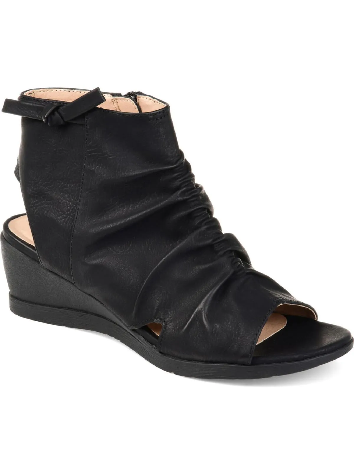 Ramona Womens Ruffled Block-Heel Ankle Boots
