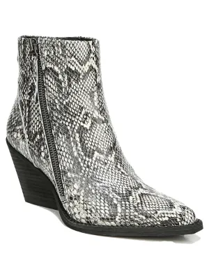 Ramona Womens Ruffled Block-Heel Ankle Boots