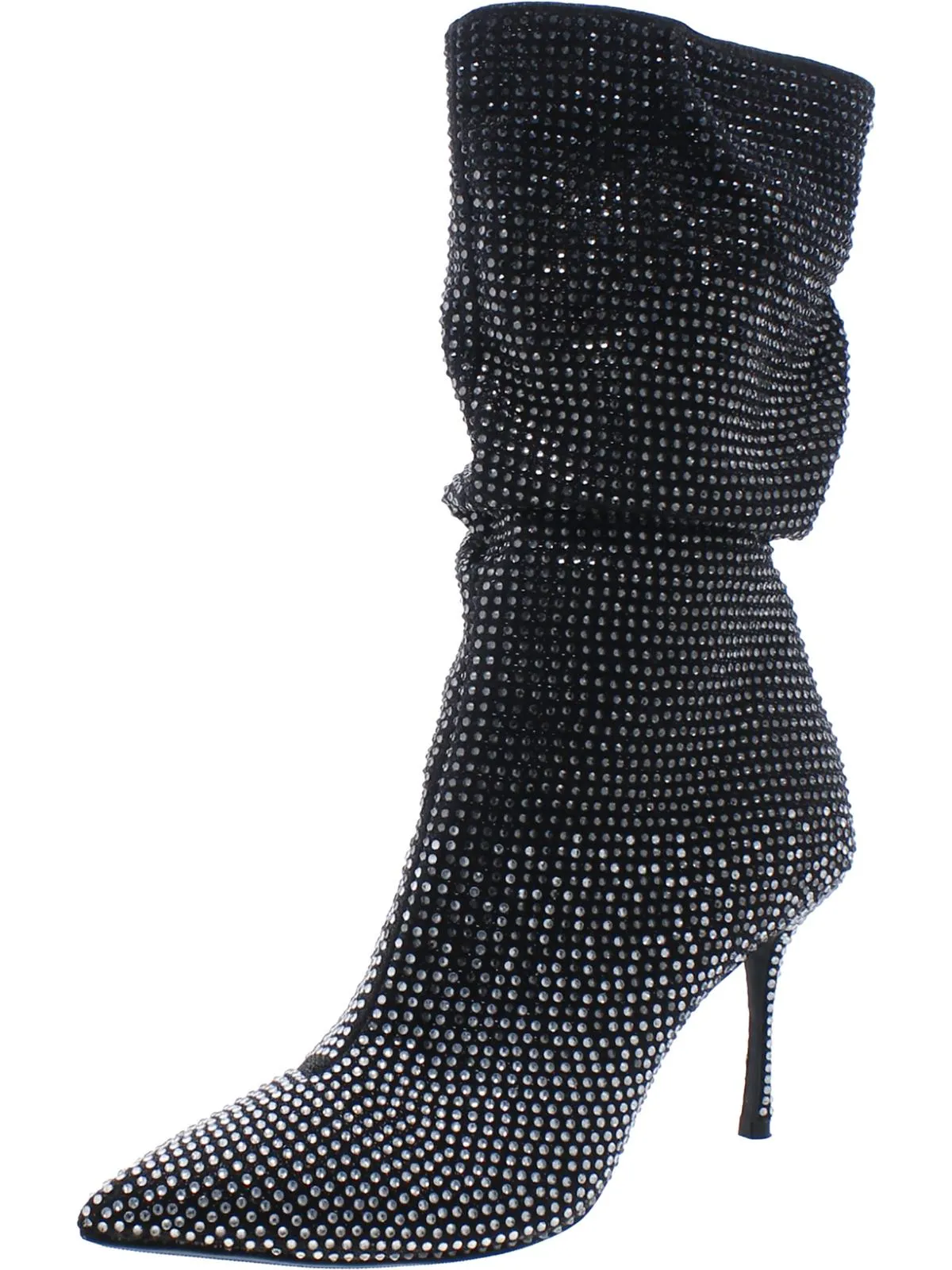 Raquell Womens Pointed Toe Rhinestones Mid-Calf Boots