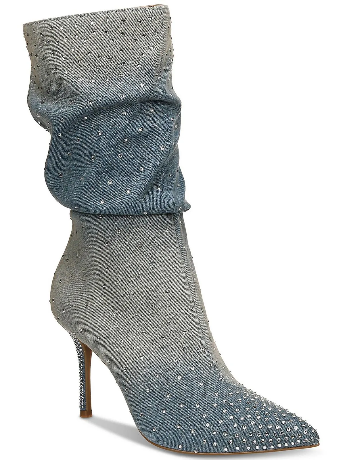 Raquell Womens Pointed Toe Rhinestones Mid-Calf Boots