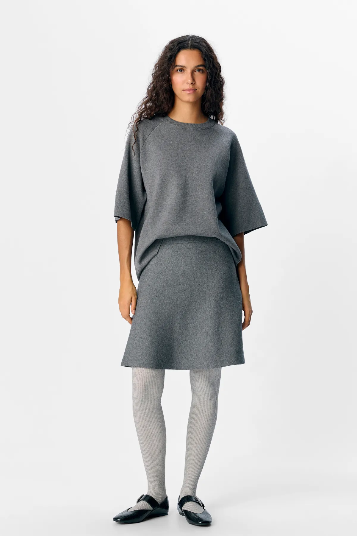 Reynard HW Short Knit Skirt - Medium Grey Melange