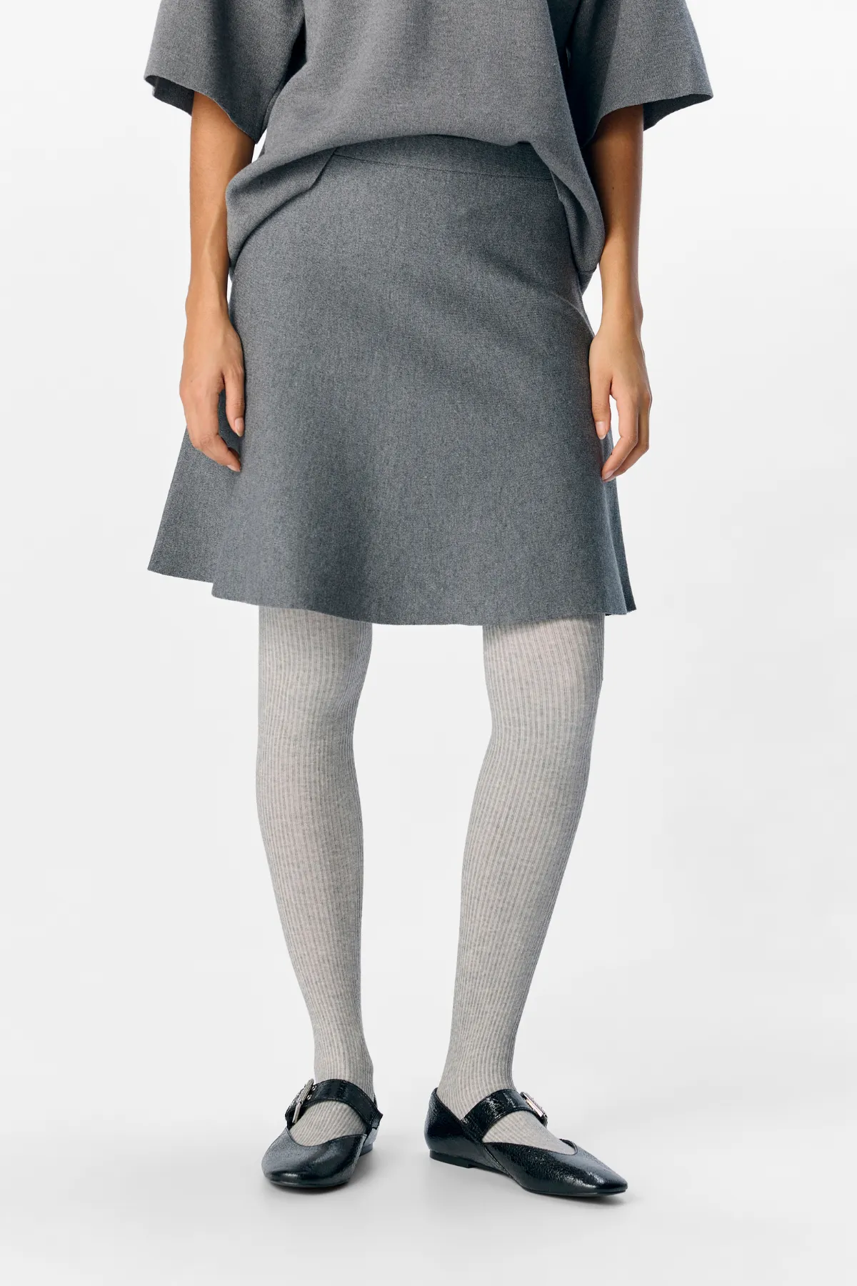 Reynard HW Short Knit Skirt - Medium Grey Melange