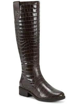 Rhonda Womens Leather Block heel Knee-High Boots