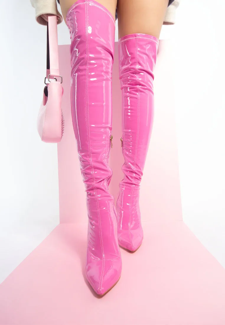 riggle long patent pu high heel boots