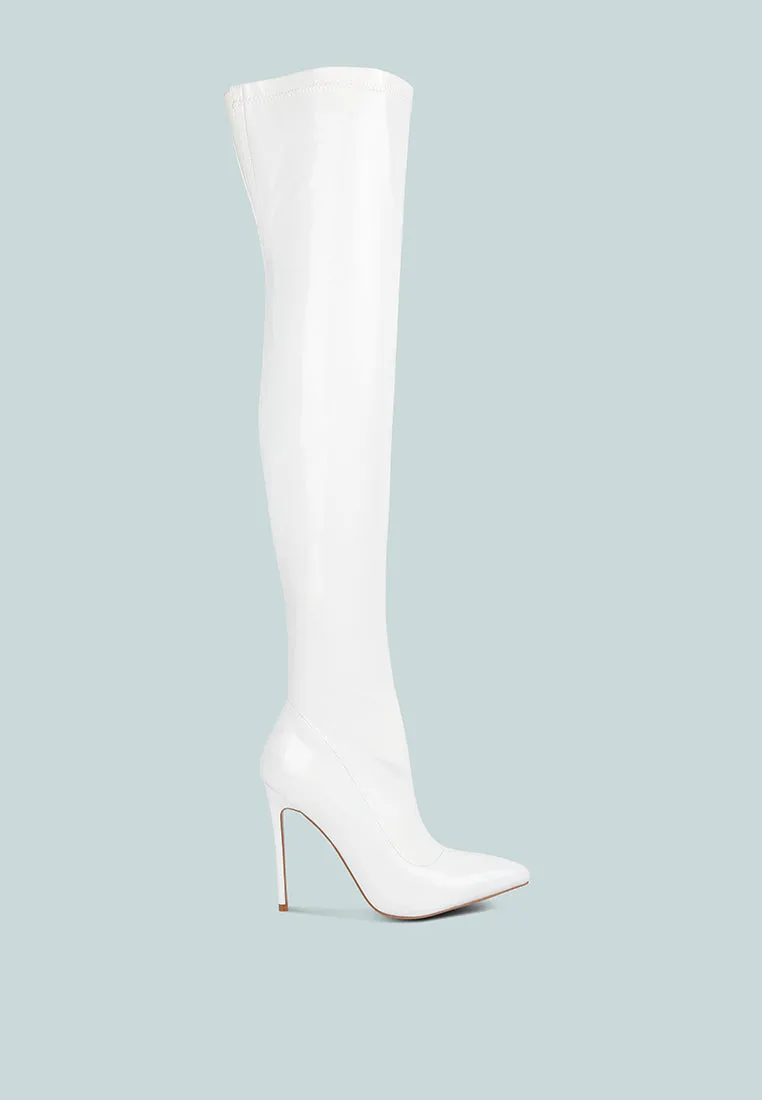 riggle long patent pu high heel boots