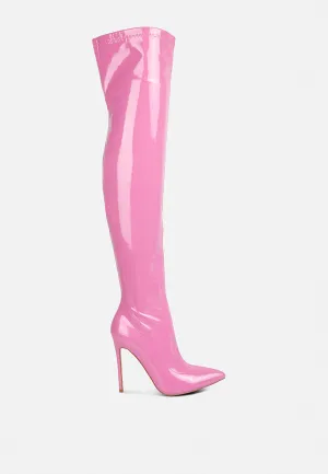 riggle long patent pu high heel boots