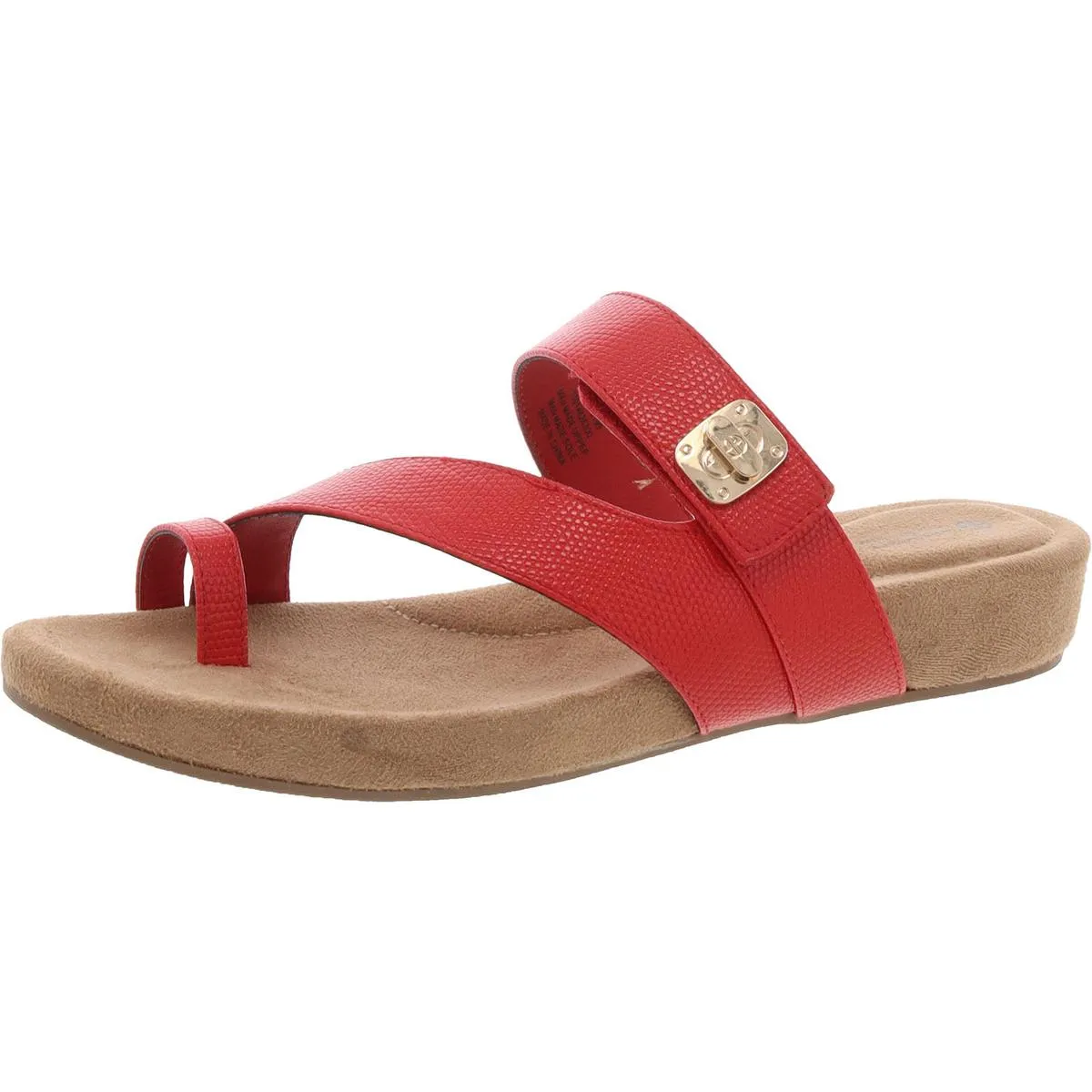 Rilleyy Womens Faux Leather Toe Loop Slide Sandals