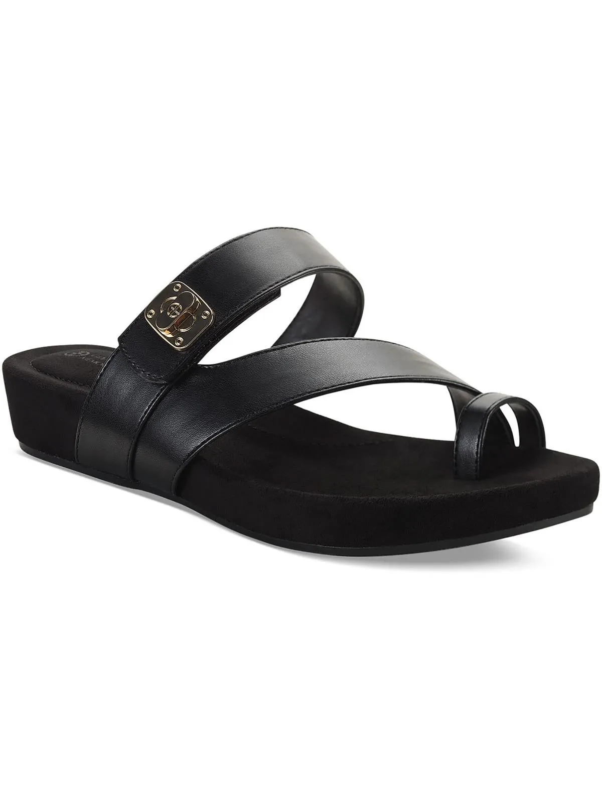 Rilleyy Womens Faux Leather Toe Loop Slide Sandals