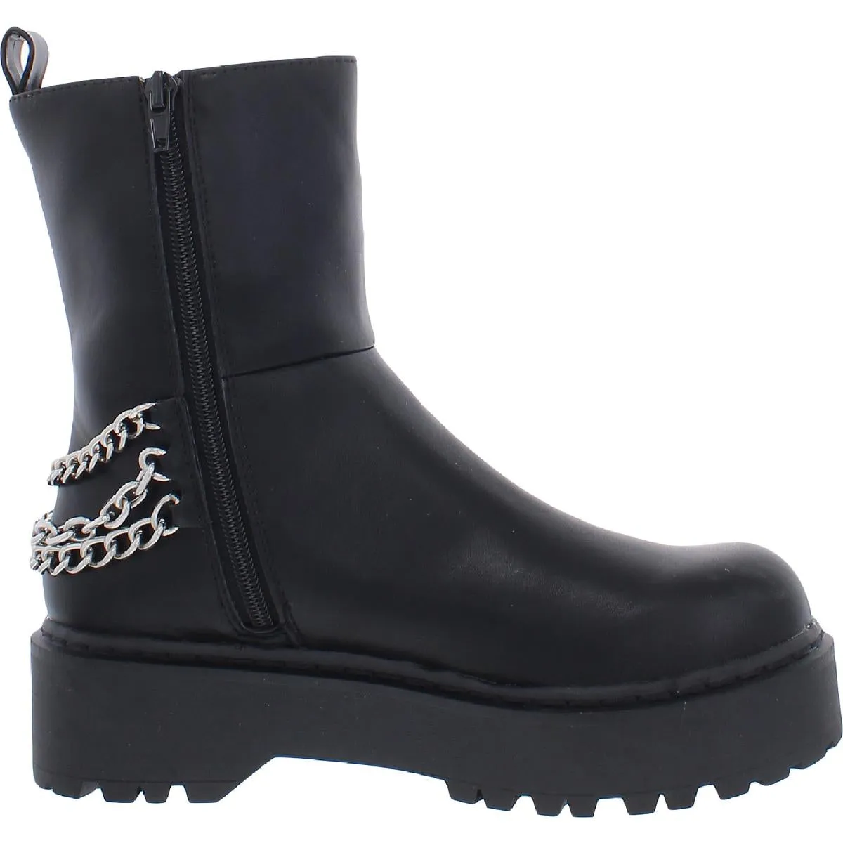 Rocksann Womens Chain Zipper Ankle Boots
