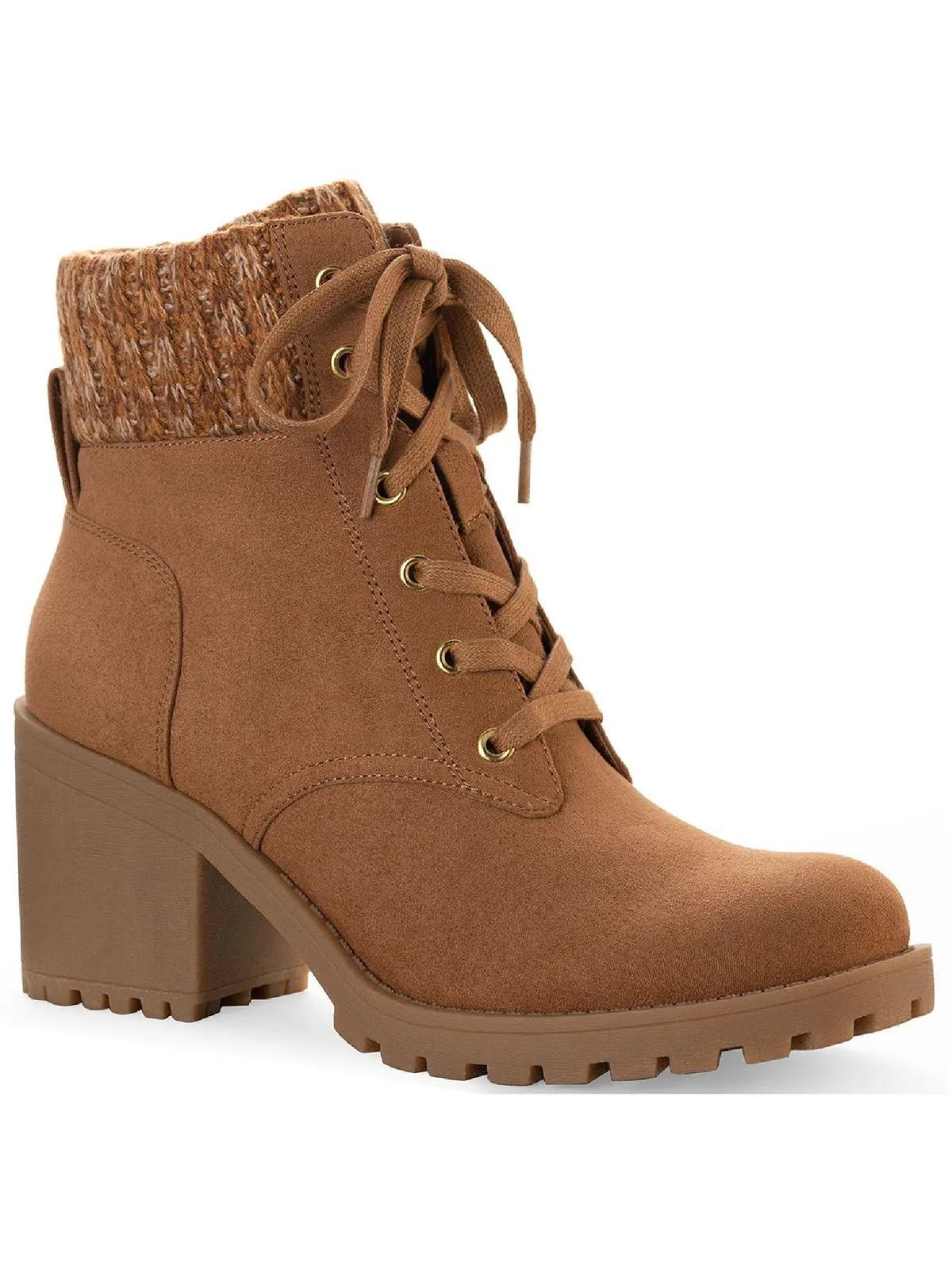 Romina Womens Knit Ankle Combat & Lace-up Boots