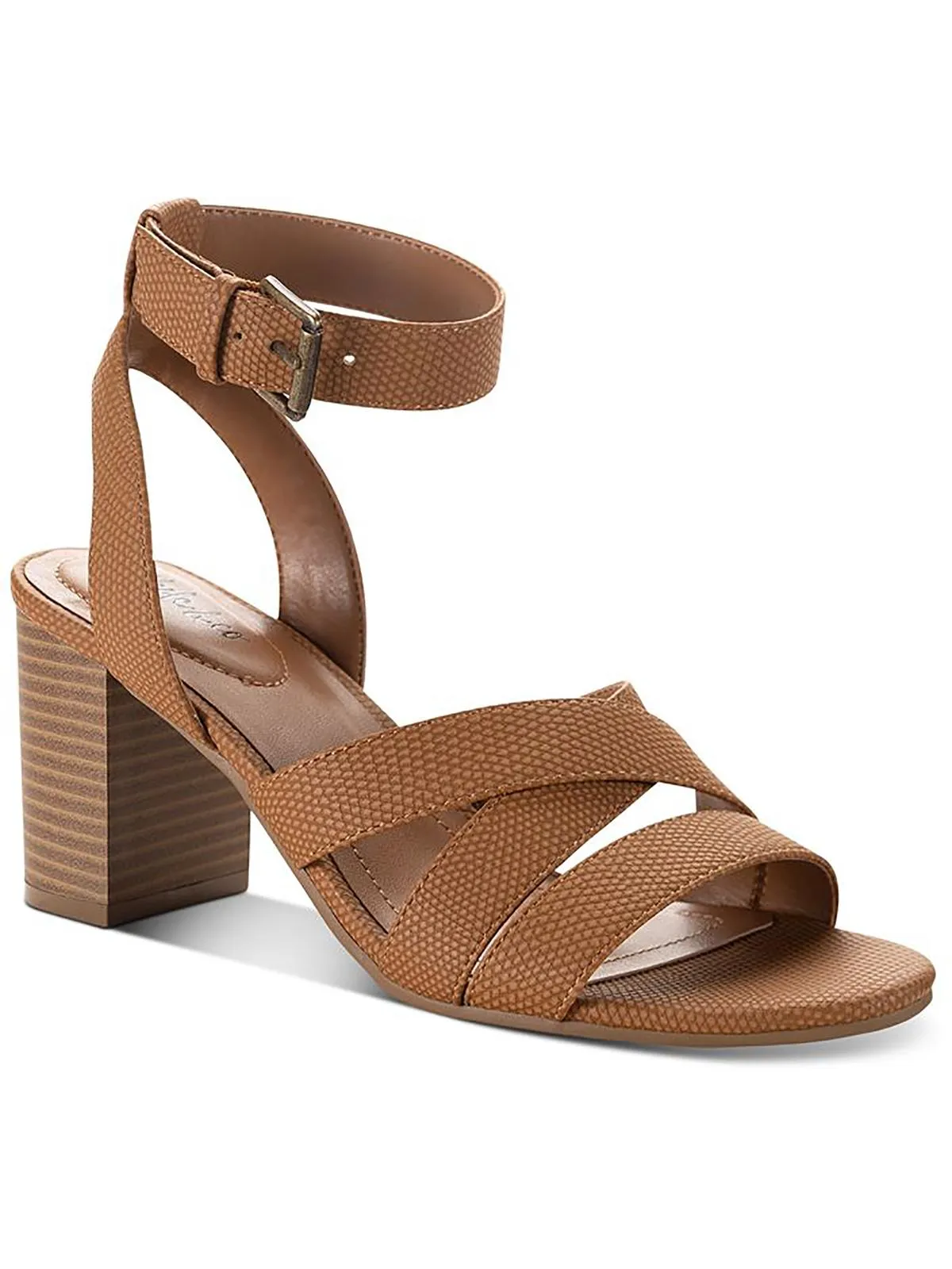 Sabinaa Womens Faux Leather Strappy Block Heels