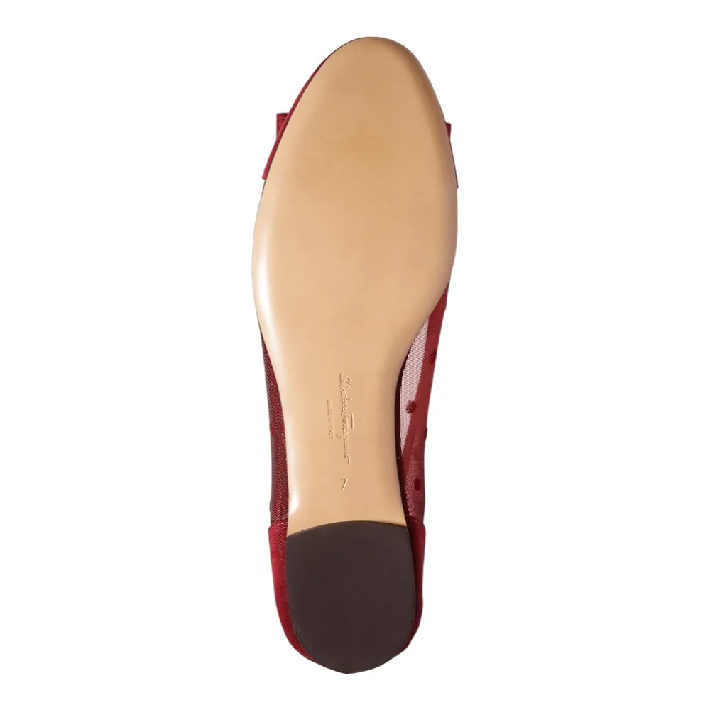 SALVATORE FERRAGAMO Varina Dots Women's 724119 Red Flats
