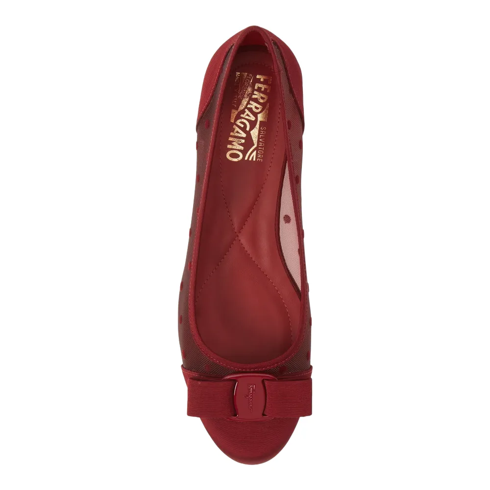 SALVATORE FERRAGAMO Varina Dots Women's 724119 Red Flats