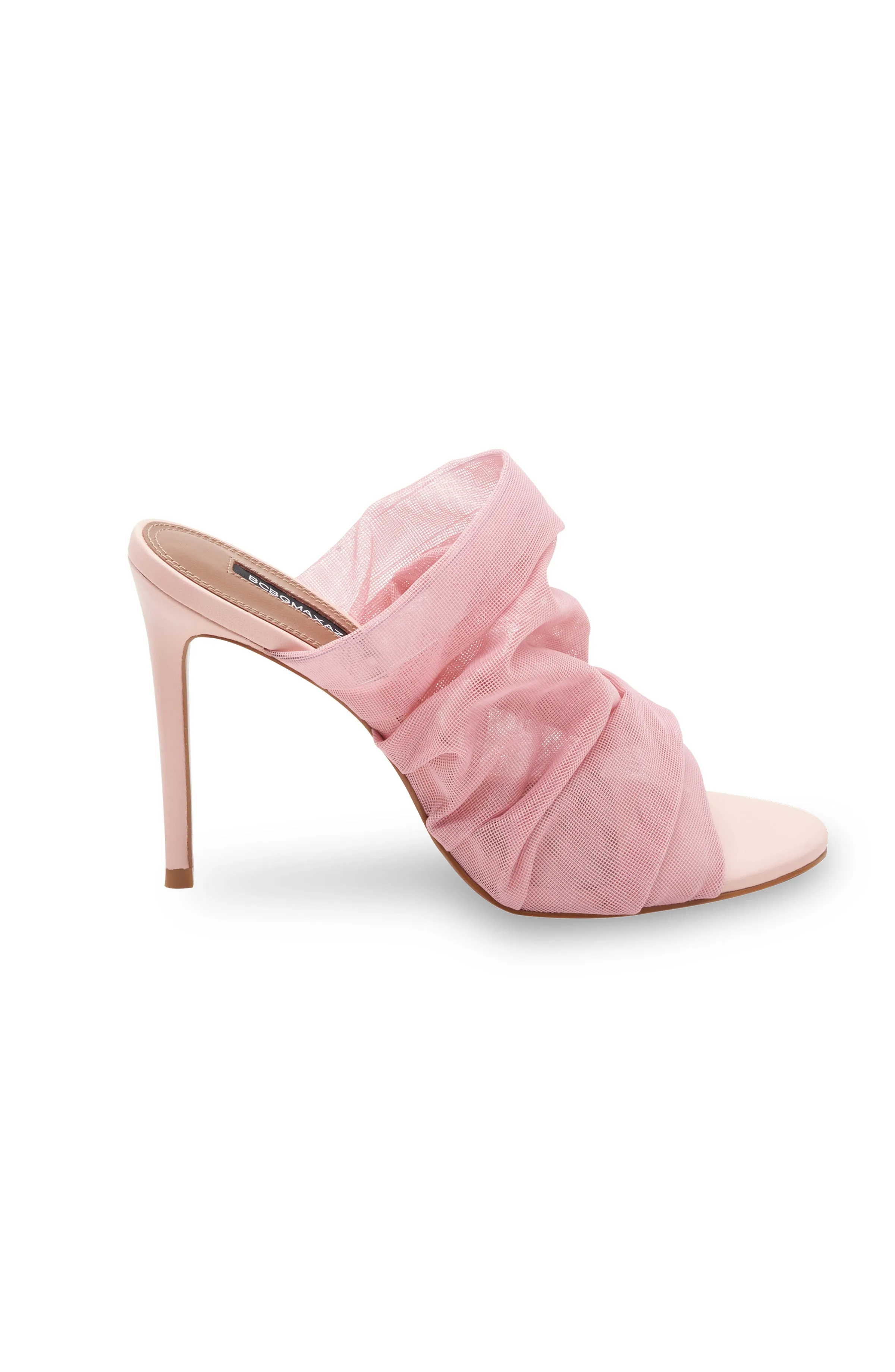 SARANI BLUSH RUCHED MESH WIDE BAND HEEL