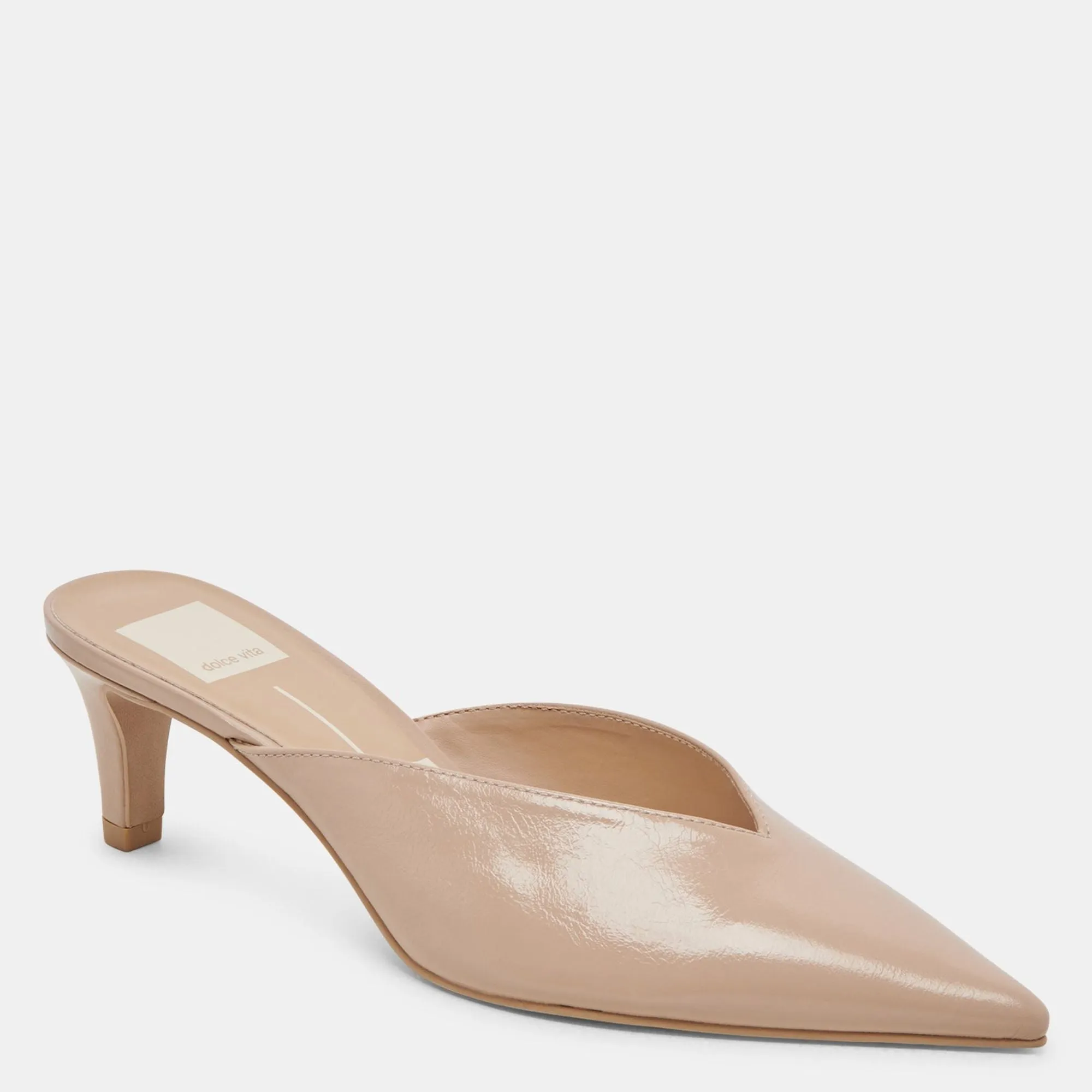 Sarina Heels Beige Crinkle Patent