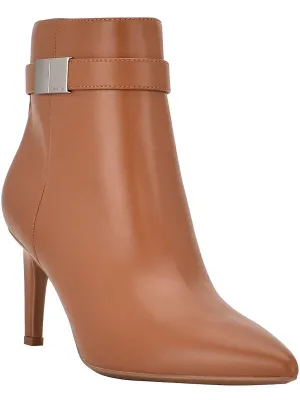 Sarity Womens Faux Leather Pointed Toe Booties