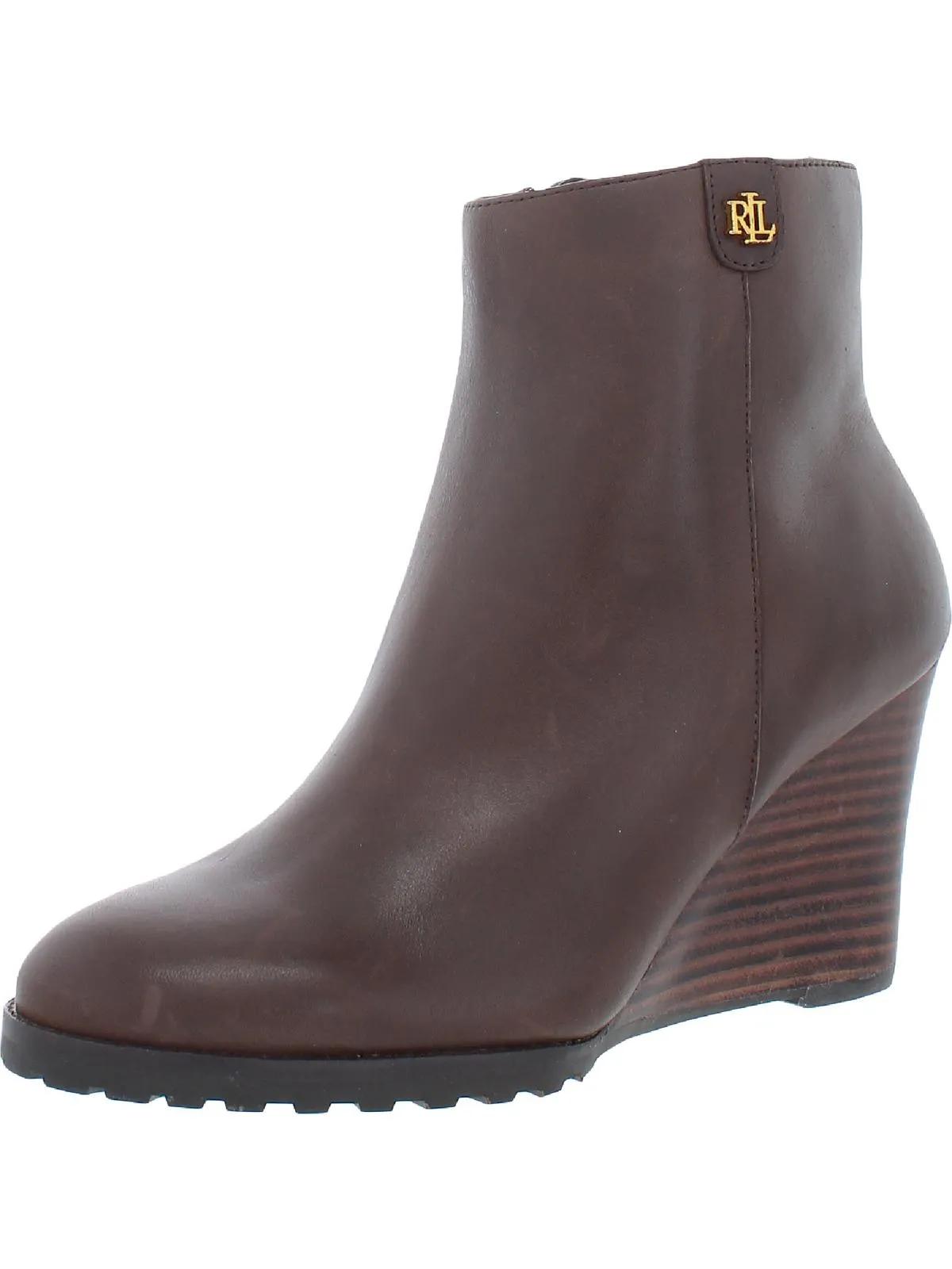 Shaley Womens Leather Stacked Heel Booties