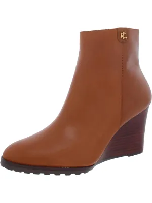 Shaley Womens Leather Stacked Heel Booties