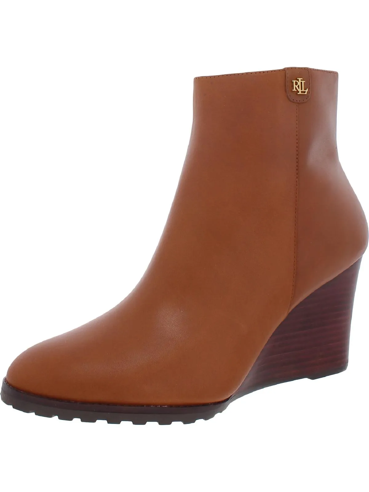 Shaley Womens Leather Stacked Heel Booties