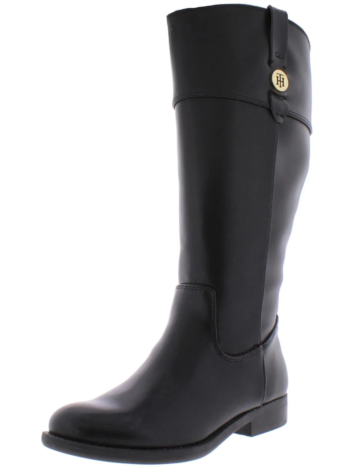 Shano Womens Faux Leather Wide Calf Riding Boots