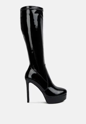 shawtie high heel stretch patent calf boots