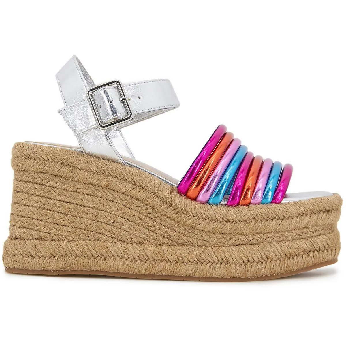 Shelby Womens Metallic Ankle Strap Espadrilles