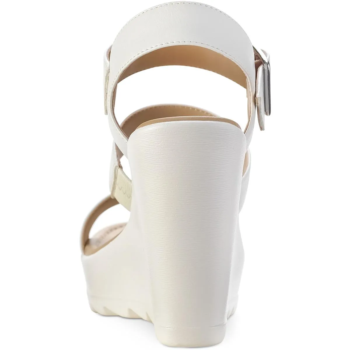 Siennaa Womens Faux Leather Strappy Wedge Heels