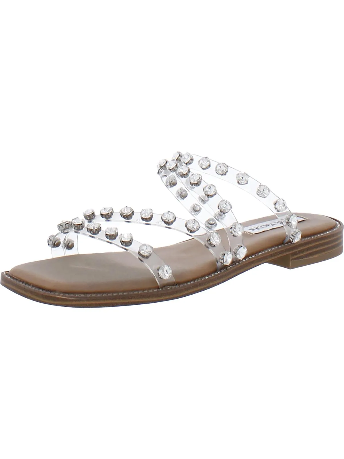 Skyler Womens Square Toe Slip On Flat Sandals