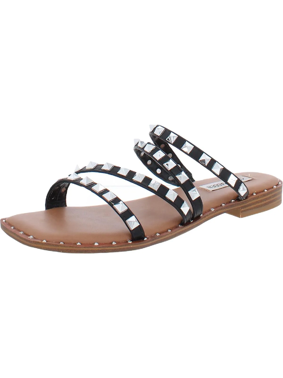 Skyler Womens Square Toe Slip On Flat Sandals