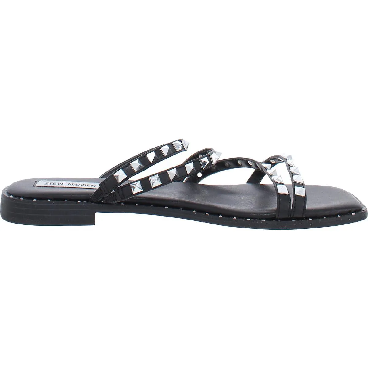 Skyler Womens Square Toe Slip On Flat Sandals